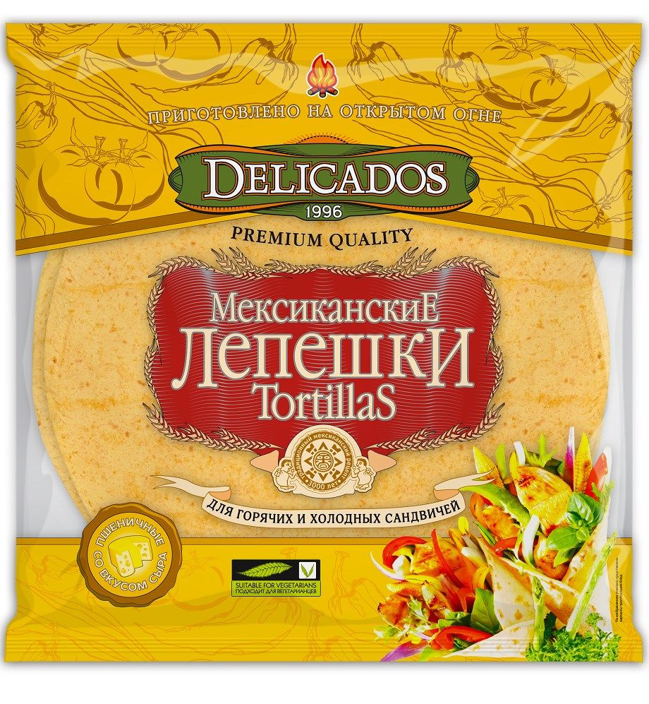Тортилья Delicados пшеничная со вкусом сыра, 400г, 10 шт #1