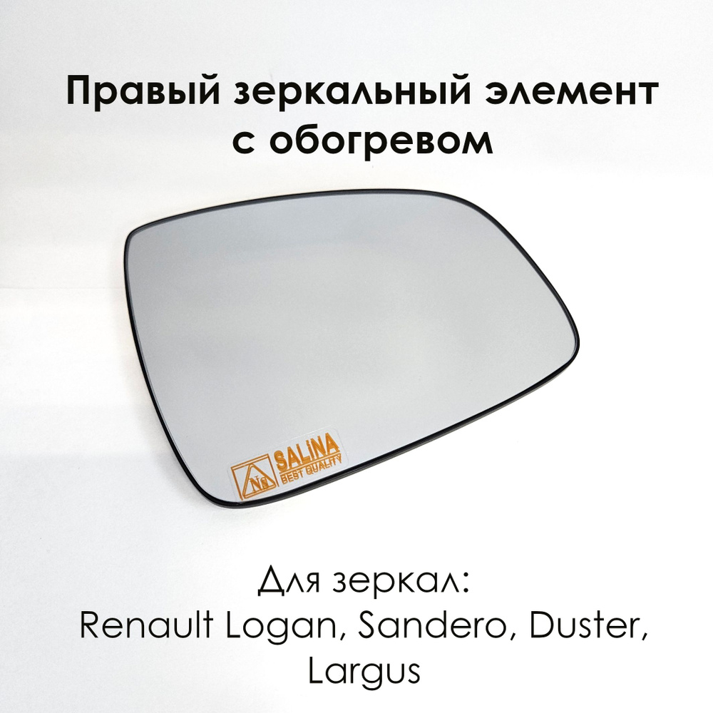 Правый зеркальный элемент Рено Логан/Renault Logan, Сандеро/Sandero, Дастер/Duster, Ларгус/ Largus нейтральный #1