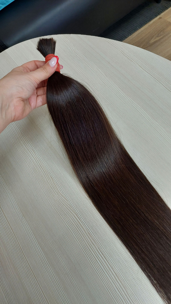 Натуральные волосы для наращивания 50см, 100г, темно-каштановые  #1