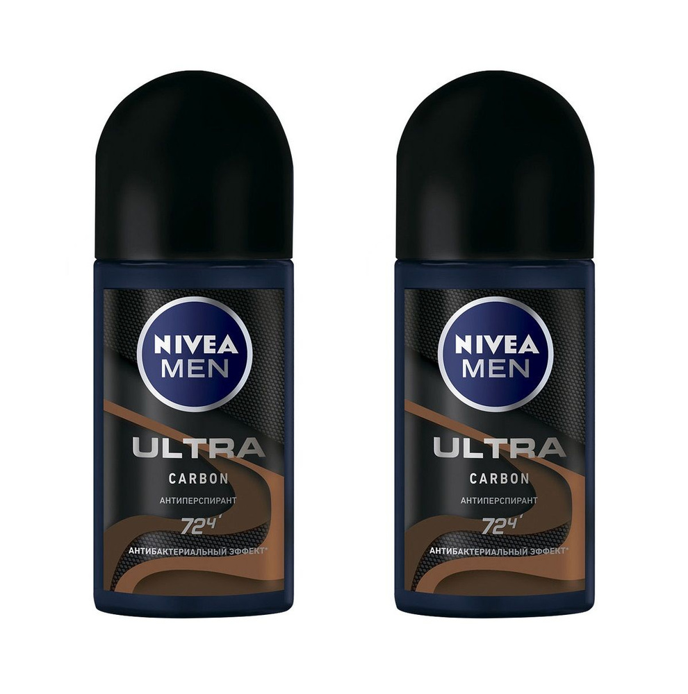 Дезодорант-антиперспирант шариковый NIVEA Men ULTRA Carbon антибактериальный эффект, 2 x 50 мл (2 штуки) #1