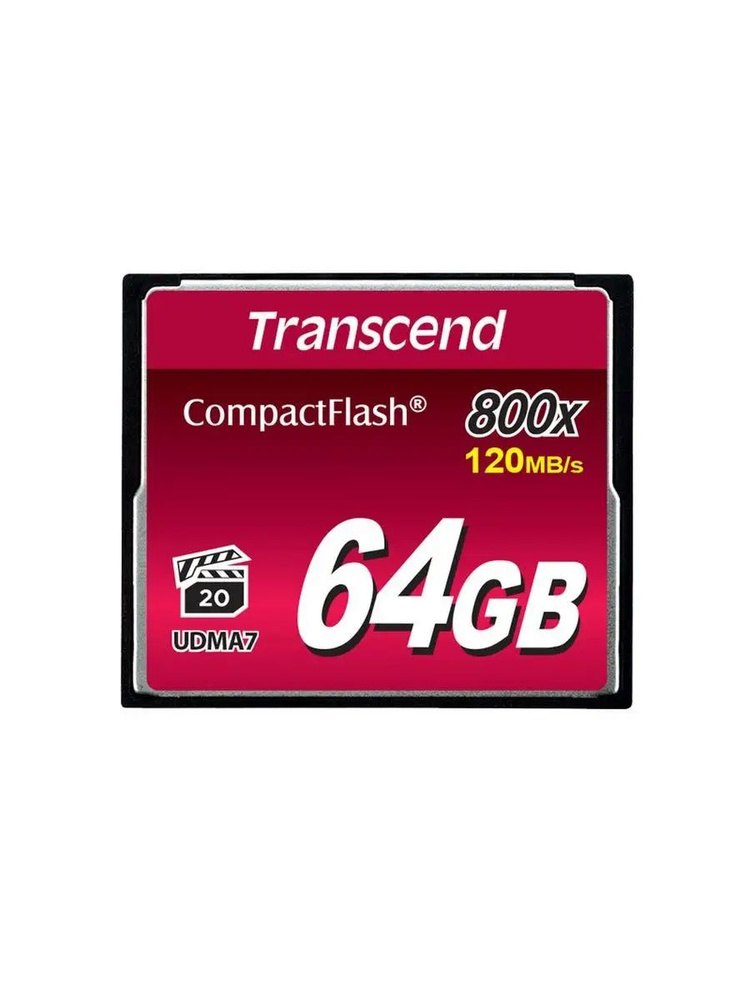 Карта памяти Compact flash CF Transcend 64GB 800x UDMA7 TS64GCF800, VPG-20, compactflash, флэш накопитель, #1