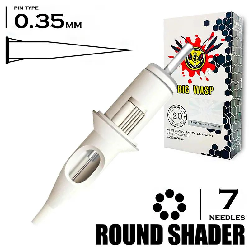 Картриджи для тату и татуажа BIG-WASP WHITE 35/07RS Round Shader (1207RS) 20шт/уп  #1