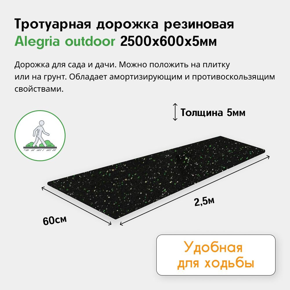 Тротуарная противоскользящая садовая дорожка Alegria outdoor 2500х600х5 мм  #1