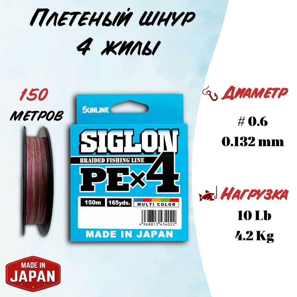 Шнур плетёный Sunline SIGLON PEx4 №0.6 / леска плетенка #1