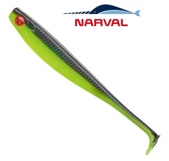 Приманка силиконовая Narval Fishing Skinny 14cm цв. #045-Black Lime / Виброхвост Нарвал на судака, щуку, #1