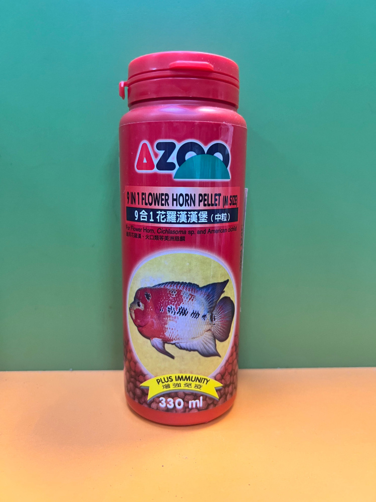 AZOO 9 IN 1 FLOWER HORN PELLET (M)/ AZOO 9 В 1 Гранулы для Фловер Хорн (M) 330 мл.  #1