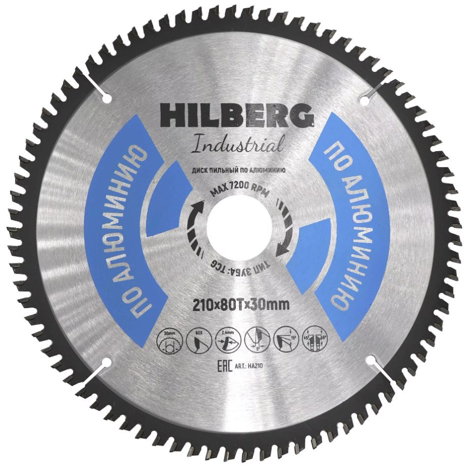 Диск пильный Hilberg Hilberg Industrial Алюминий 210*30*80T #1