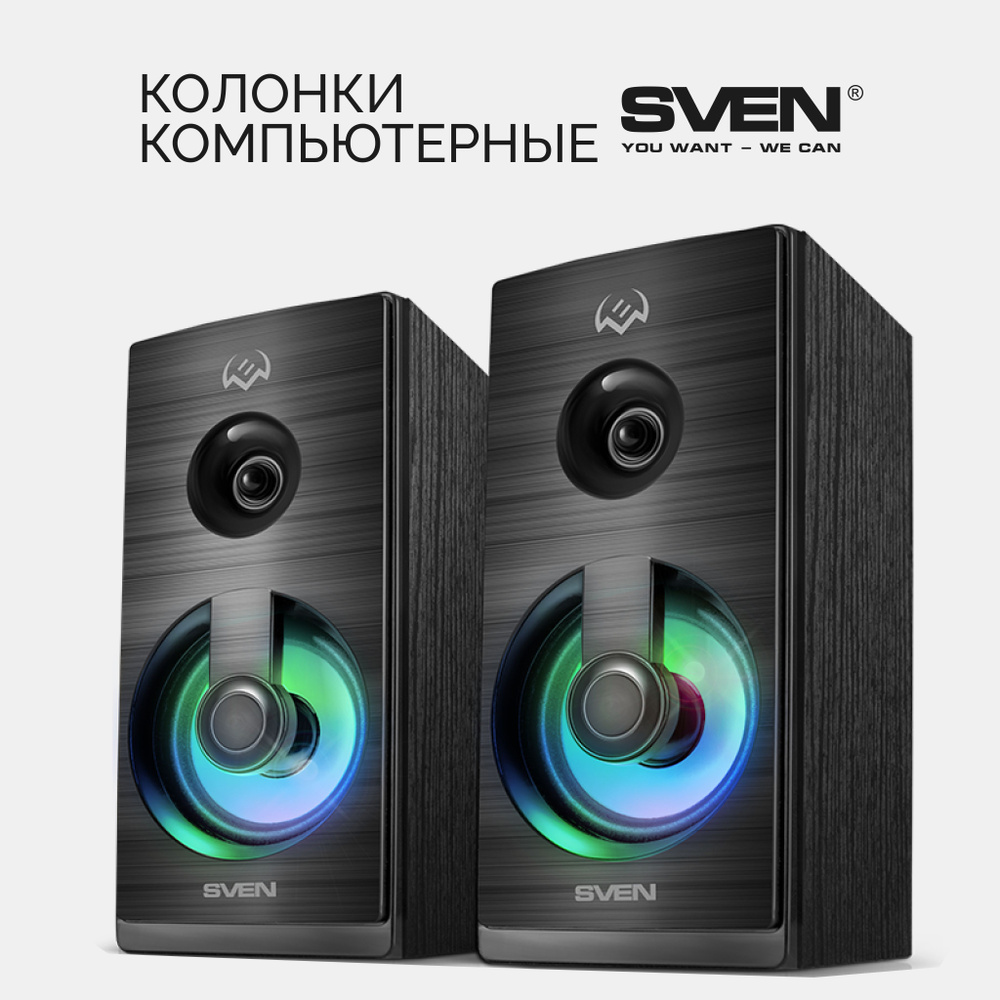 SVEN SPS-512, чёрный, USB, акустическая система 2.0, мощность 2x3 Вт(RMS), подсветка  #1