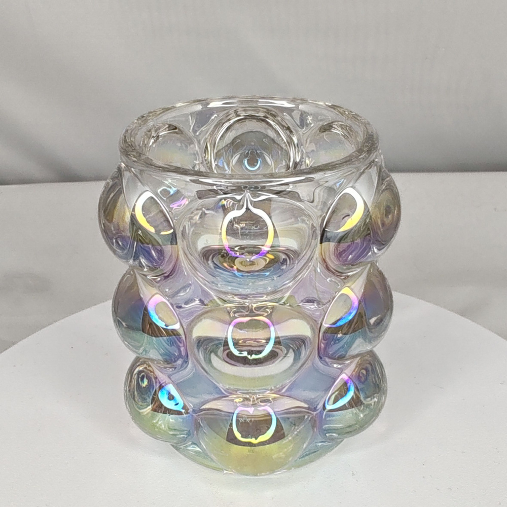 Подсвечник стеклянный для широкой свечи, Радужные Мыльные пузыри 9 см.  #1