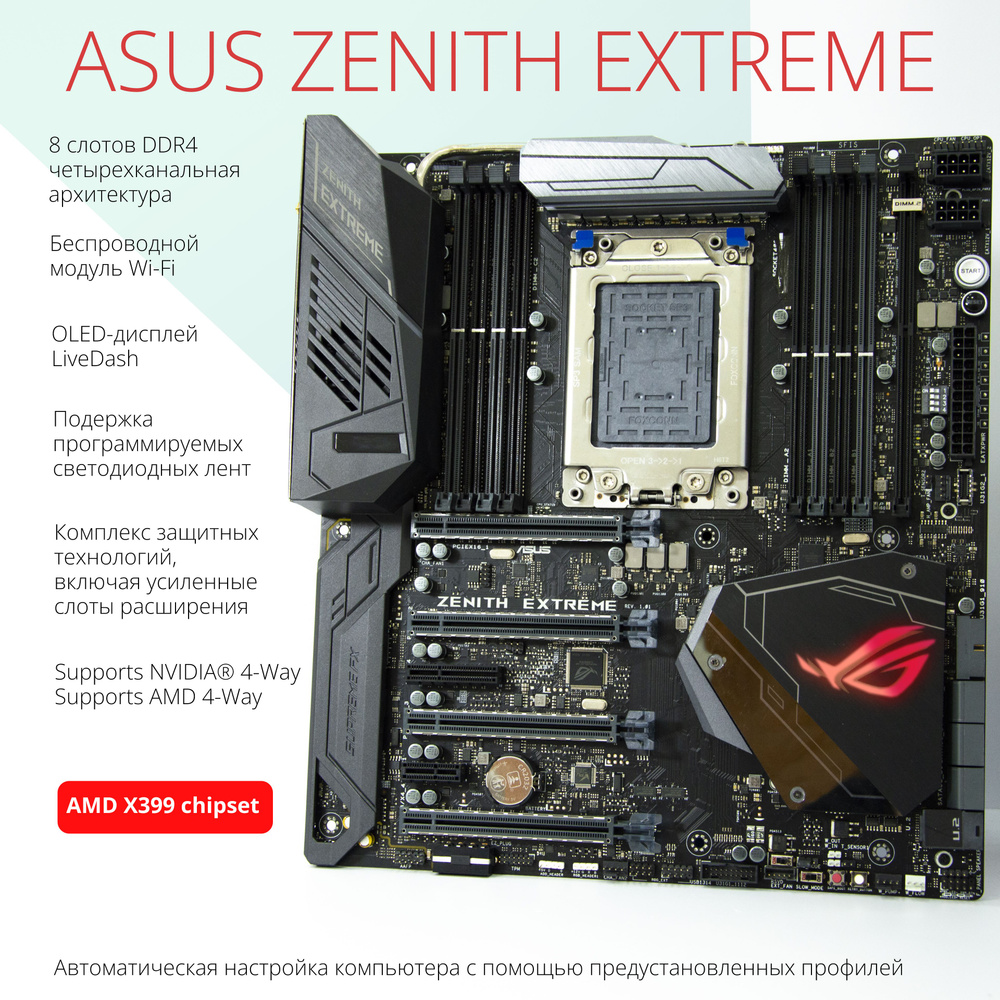 ASUS Материнская плата ROG ZENITH EXTREME TR4 DDR4 Wi-Fi + BT M.2 E-ATX #1