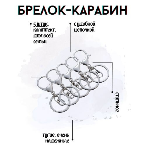 Брелок для ключей / Брелок-карабин 5 шт. Комплект #1