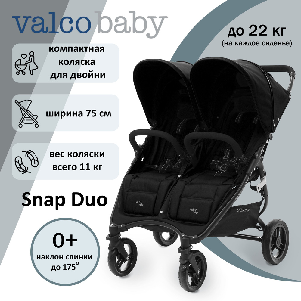 Коляска для двойни Valco Baby Snap Duo, цвет: Coal Black #1