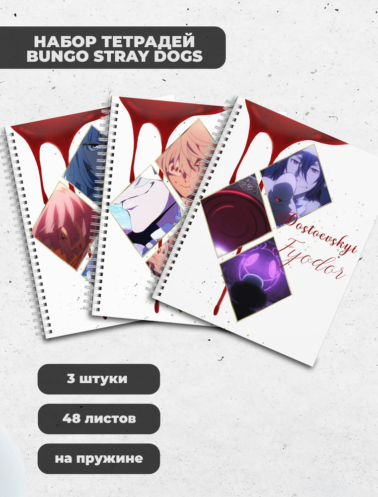 Тетради Bungo Stray Dogs 48 л., 3 шт. #1