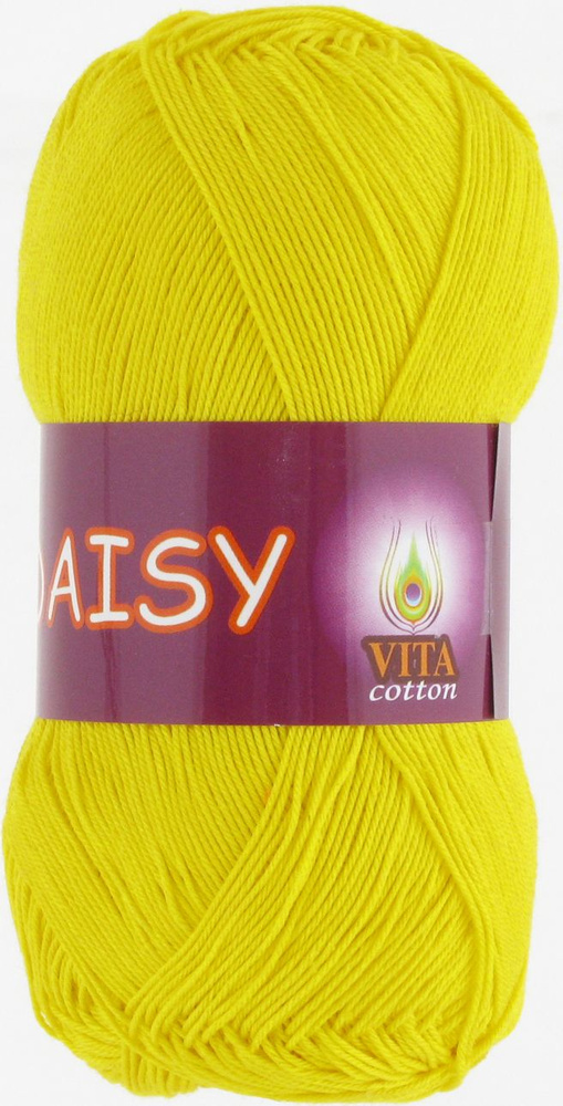 Пряжа Daisy (Vita cotton),цвет 4424 желтый, 5 мотков, 50гр/295м,100% хлопок двойной мерсеризации,Индия #1