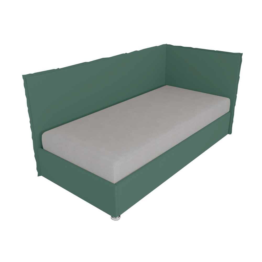 Односпальная кровать Сеул 120x200 с подъемным механизмом и с коробом для белья велюр зеленый ножки 13 #1