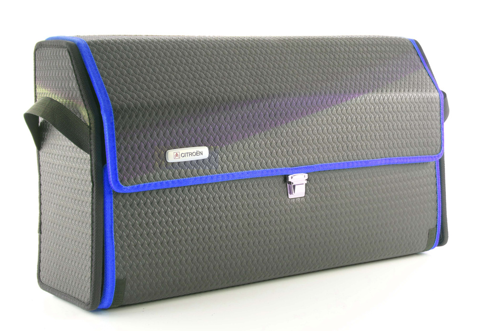CITROEN Органайзер автомобильный в багажник, плетёное тиснение, Citroen 38L #черный, синий кант  #1