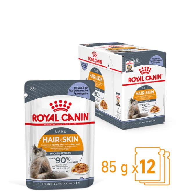 Влажный корм для кошек Royal Canin Hair&Skin, поддержка кожи и шерсти, в желе, 12 шт*85 гр  #1