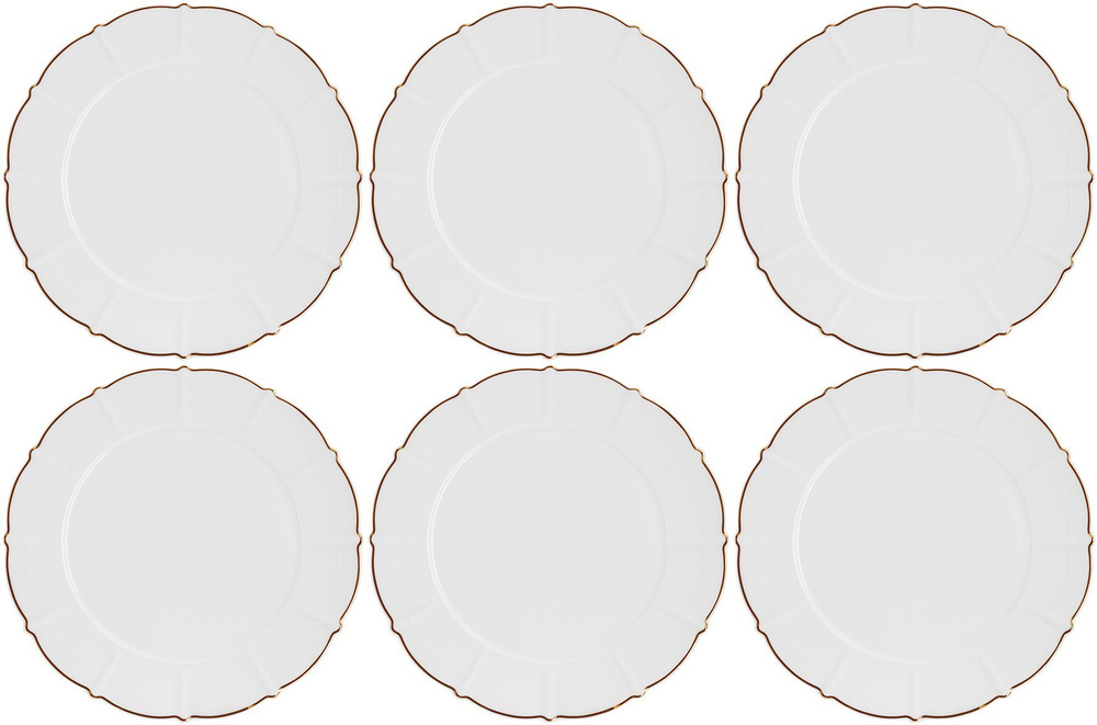 Набор тарелок 6 шт сервировочных обеденных 26.5 см на 6 персон Anna Lafarg Emily Лотос, костяной фарфор, #1