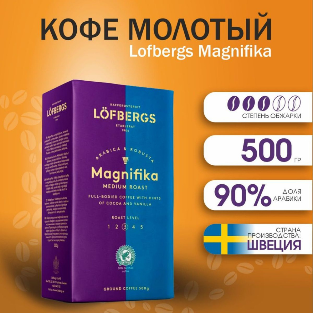 Кофе молотый Lofbergs Magnifika 500 гр #1