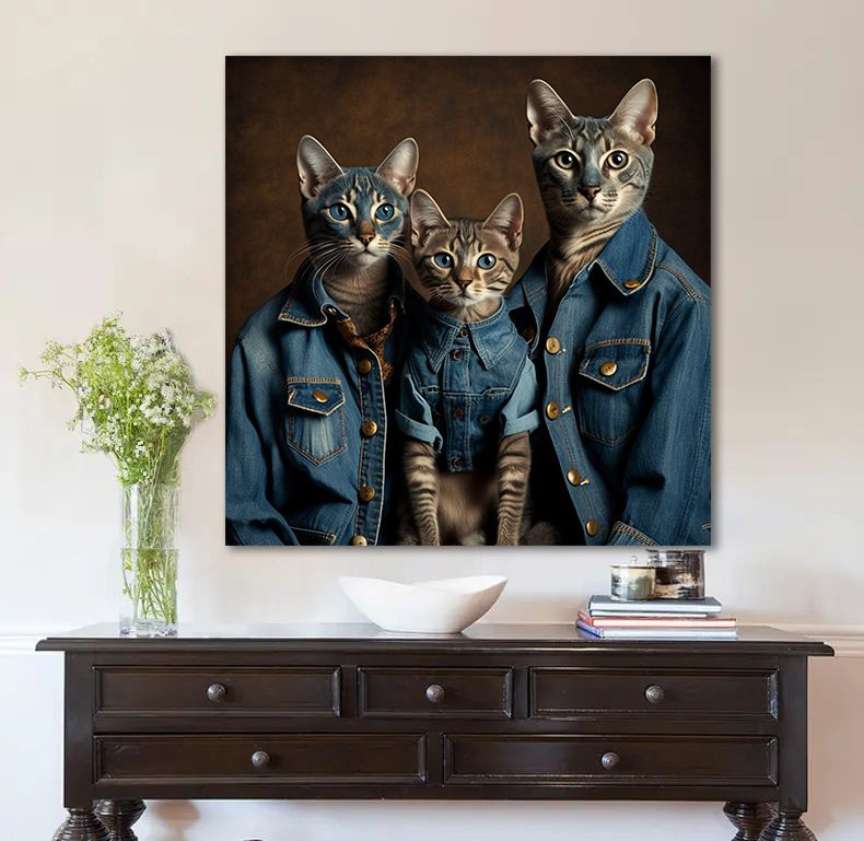 Картина с кошками, семейство котов, 50х50 см. #1