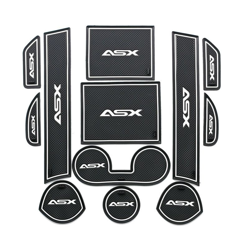Комплект силиконовых ковриков на Mitsubishi ASX I Рестайлинг 2012-2016 в салон автомобиля, дверь, подстаканник, #1