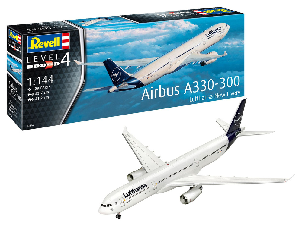 Модель для сборки Revell Пассажирский авиалайнер Airbus A330-300 - Lufthansa Новая ливрея, набор для #1