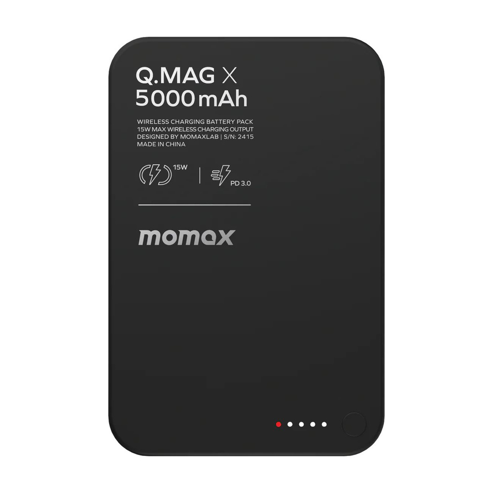 Беспроводной дополнительный аккумулятор (MagSafe) Momax Q.Mag X 5000 Ультратонкий Black  #1