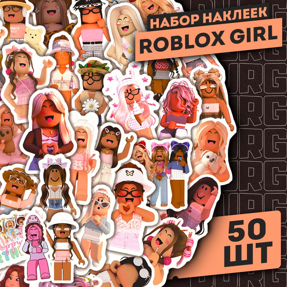 Набор самоклеящихся виниловых наклеек Roblox Girl 50 шт #1