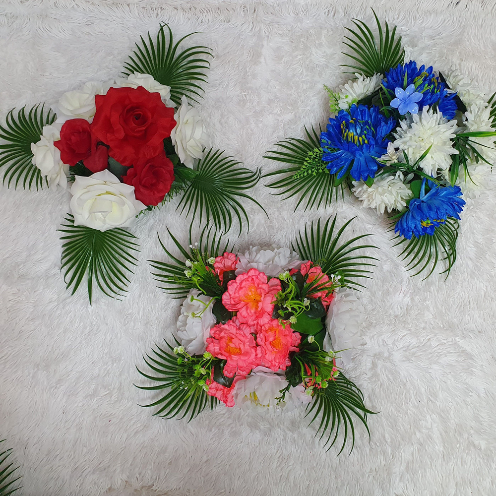 Комплект из 3 штук -Ритуальные поляны траурная корзина из искусственных цветов на кладбище  #1
