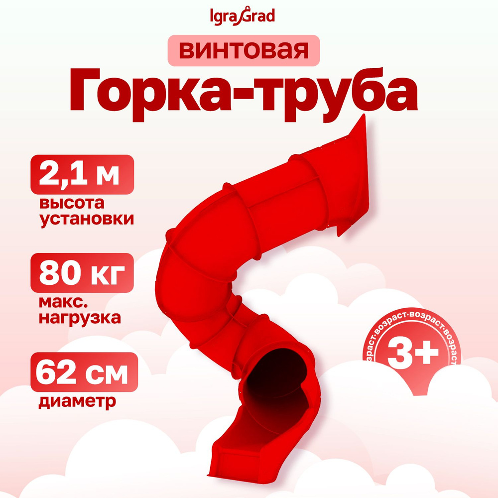 Горка детская для улицы Труба винтовая IgraGrad, H 2.1 м / Горка труба детская для улицы пластиковая #1