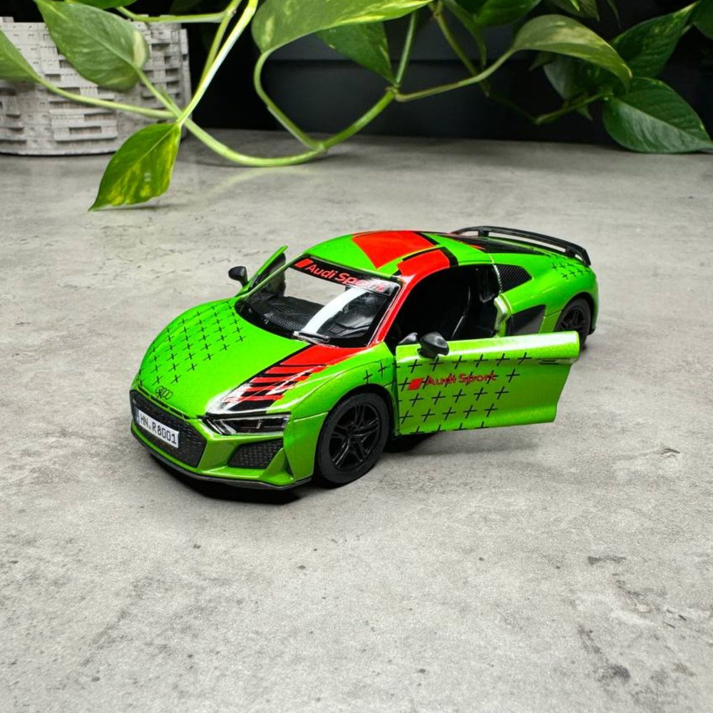 Металлическая машинка Ауди Р8 Audi R8 Coupe 2020 Kinsmart 1:38 5422WFKT, инерционная, цвет Зеленый  #1