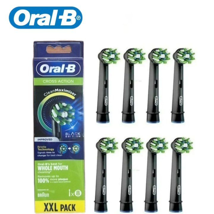 Перезаряжаемая электрическая зубная щетка Oral-B Cross Action, сменный блок 8 EB50RB черный  #1