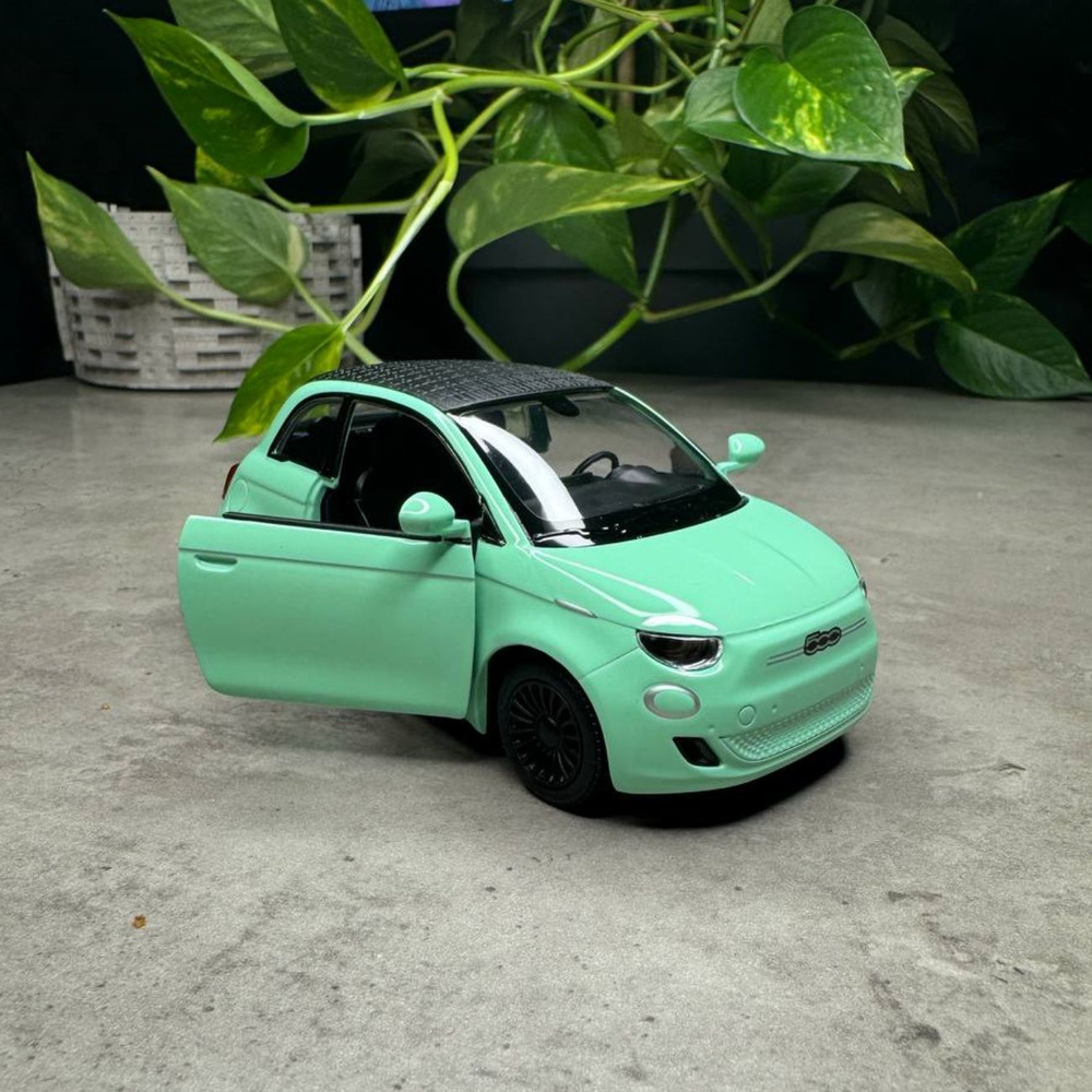 Машинка металлическая Fiat 500е 2020 Фиат Kinsmart 1:28 5440DYKT, цвет Зеленый  #1