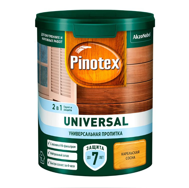 Пропитка универсальная акриловая Pinotex Universal 0,9 л карельская сосна  #1