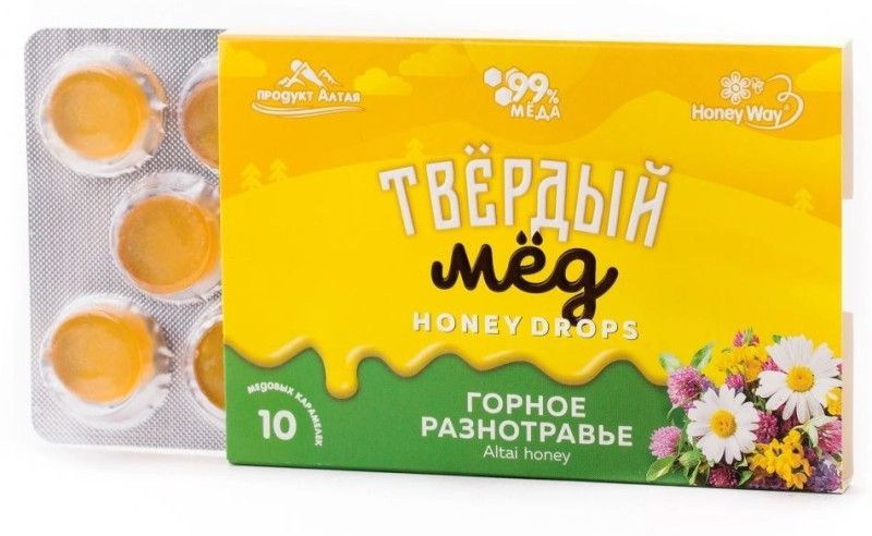 Твердый мед HoneyDrops Горный 30г #1