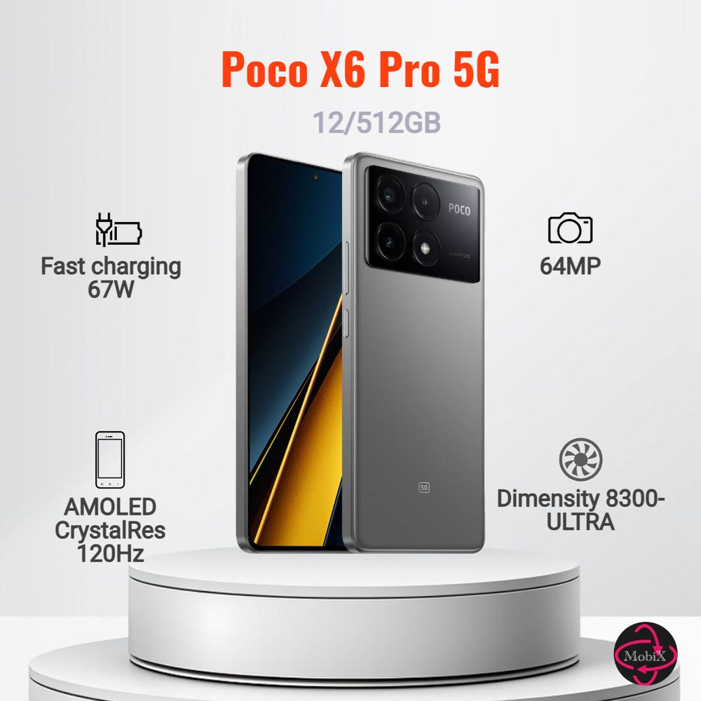 Xiaomi Смартфон Poco X6 Pro 5G 12/512 ГБ, серый #1