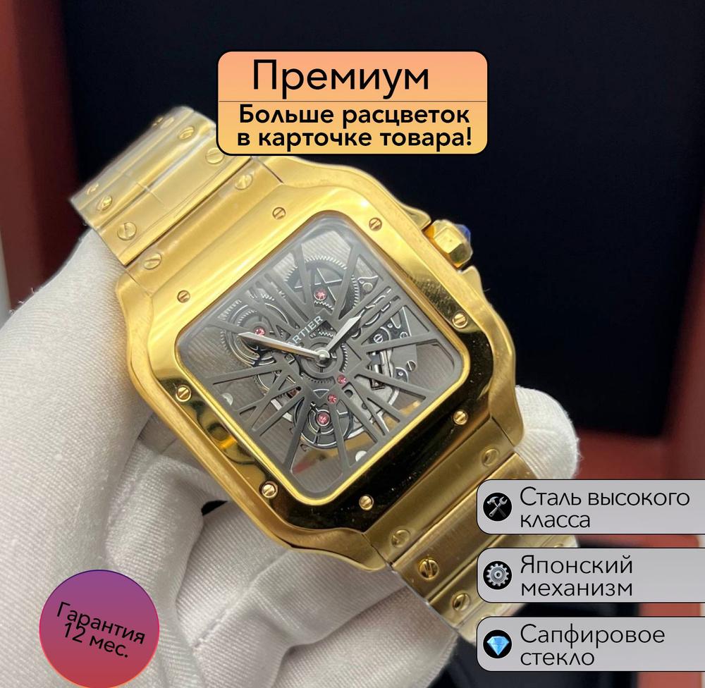 Часы премиум класса Cartier Santos скелетоны #1