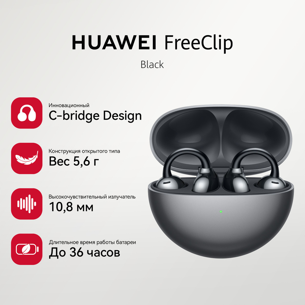 HUAWEI Наушники беспроводные с микрофоном, USB Type-C, черный #1