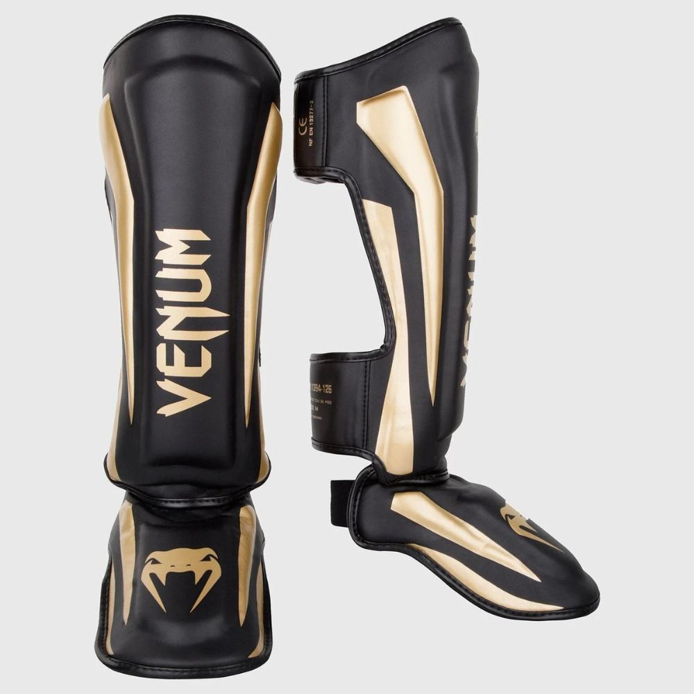 Защита голени и стопы Venum Elite Standup Shin Guards, размер L _ полиуретан PU _ черный/золотой _ щитки #1