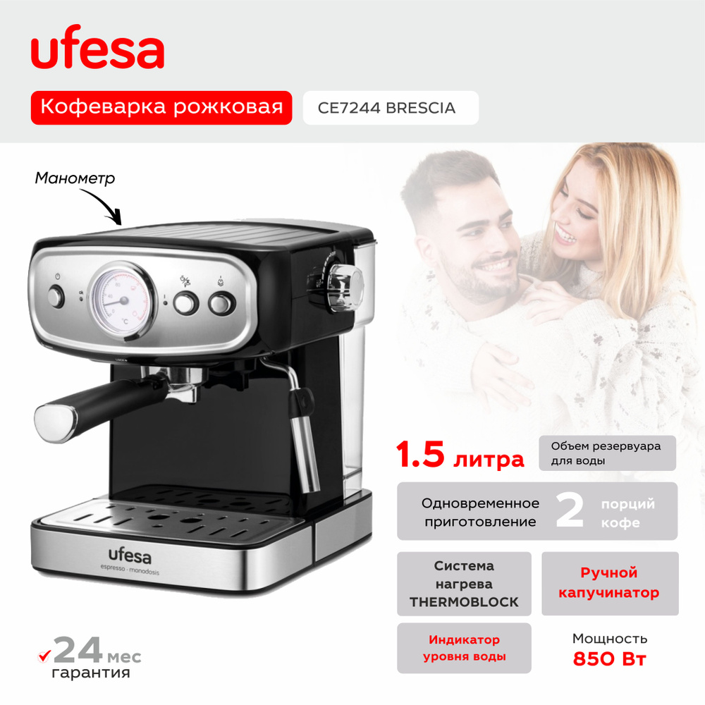 Кофеварка рожковая UFESA CE7244 BRESCIA, черная #1