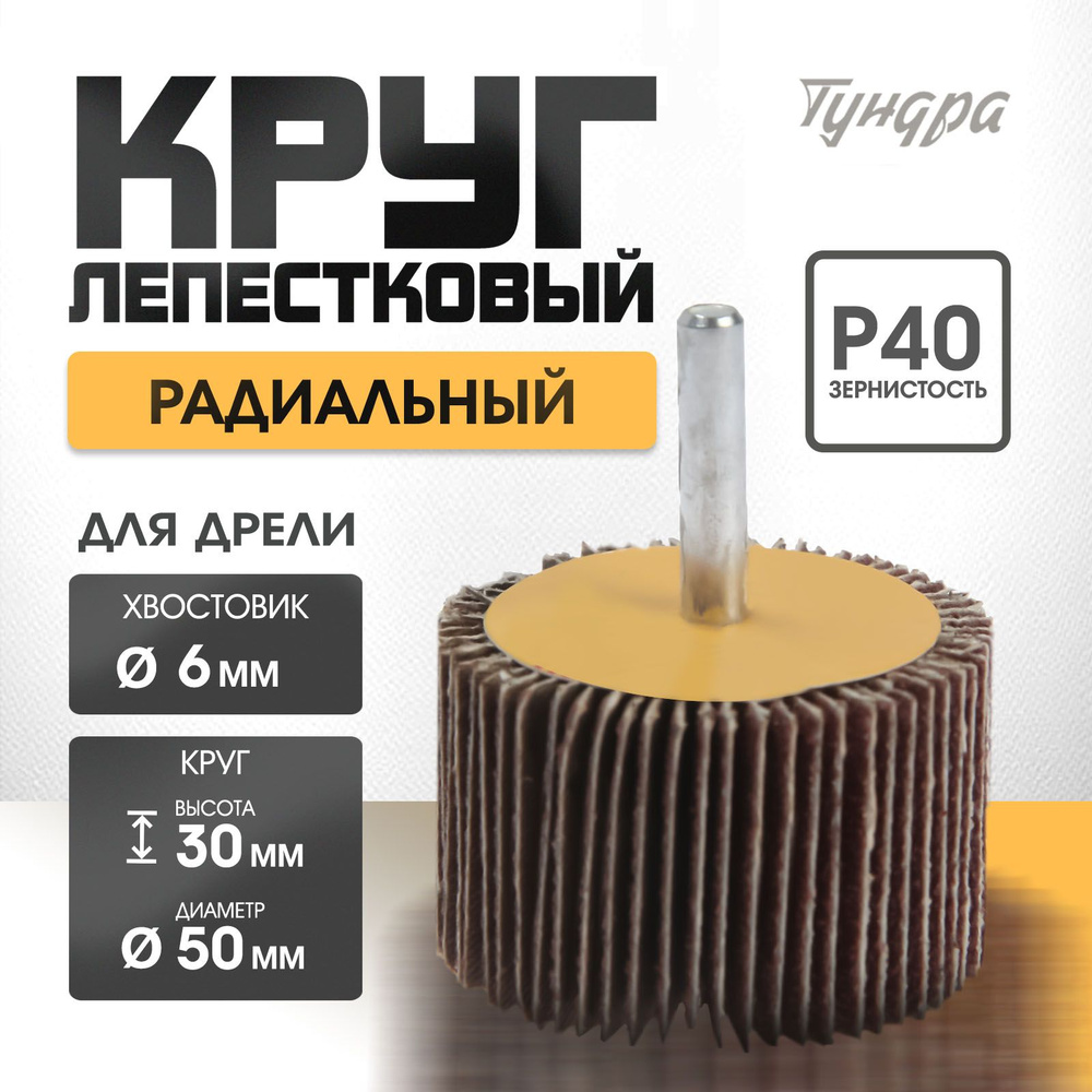 Круг лепестковый радиальный Тундра, 50 х 30 х 6 мм, Р40 #1