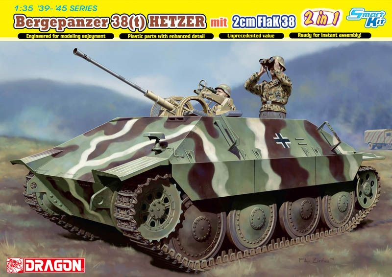 Сборная модель танка Самоходка Bergepanzer 38(t) HETZER mit 2cm FlaK 38 - Smart Kit (2 in 1) 6399, масштаб #1