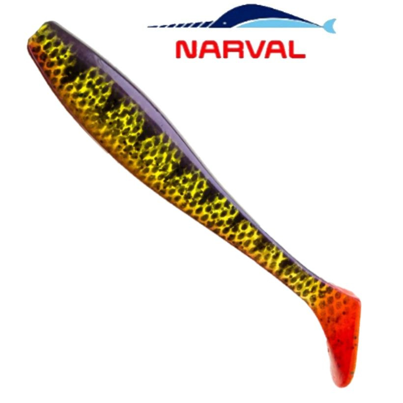 Приманка силиконовая Narval Choppy Tail 10cm цв. #020 Magic Perch / Виброхвост для джига на судака, щуку #1