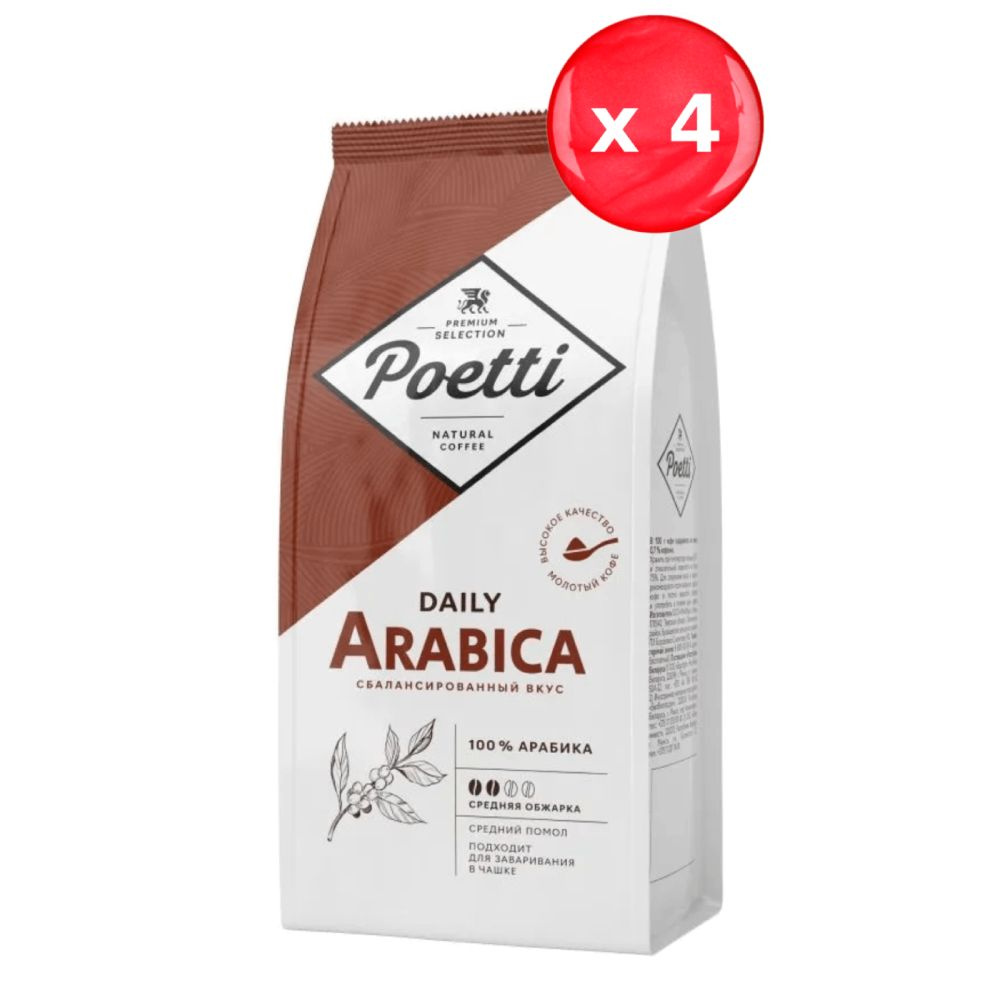 Кофе молотый Poetti Arabica 250 г, набор из 4 шт. #1