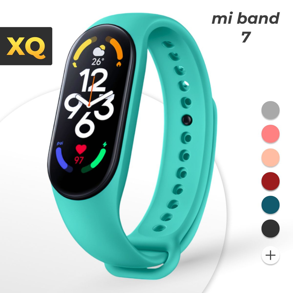 Ремешок для Xiaomi Mi Band 7, 6, 5 (новый дизайн от mi band 7) Подходит для ми бэнд 5, 6, 7 / Бирюзовый #1