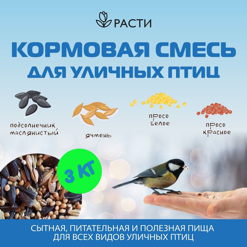 Кормовая смесь для уличных птиц "Расти" 3 кг. #1