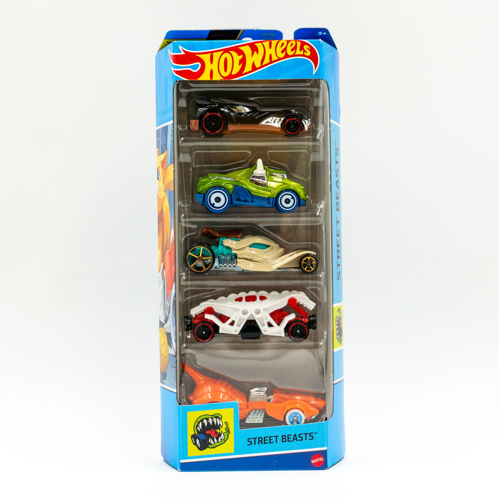 Подарочный Набор Hot Wheels ЗВЕРЮГИ машинки 5 штук Серия Street Beasts 2024 Уцененный товар  #1