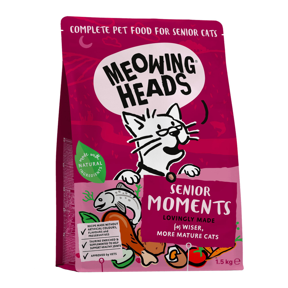 Корм Meowing Heads для кошек старше 7 лет, с лососем и яйцом "Мудрые года", 1,5 кг  #1