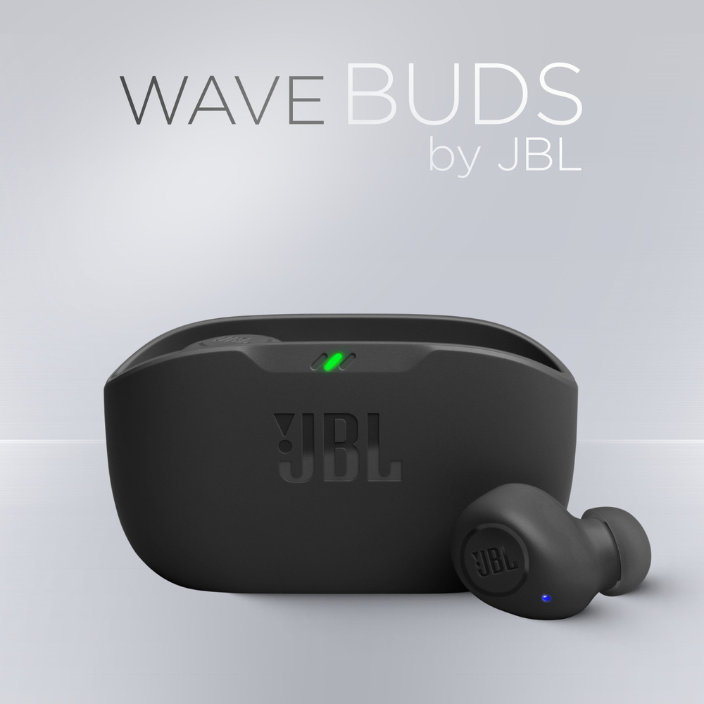 JBL Наушники беспроводные с микрофоном JBL Wave Buds, Bluetooth, USB Type-C, черный  #1