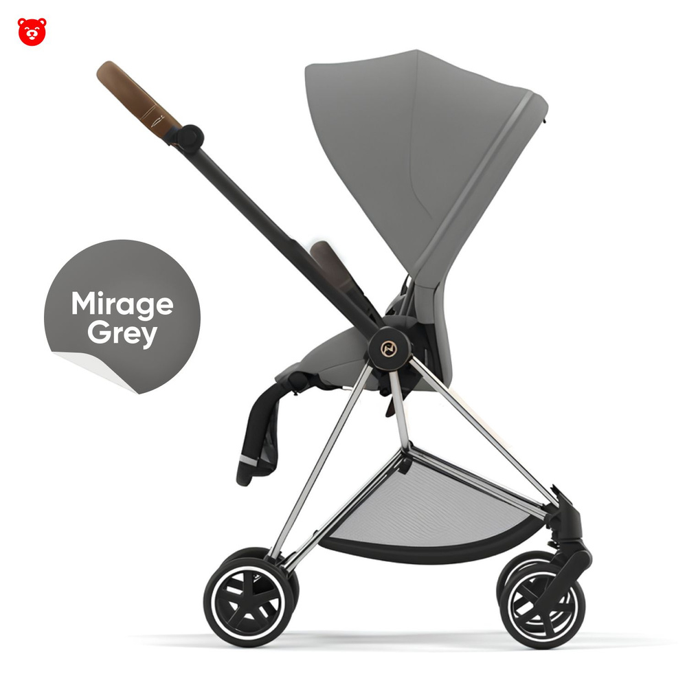 Cybex Mios III Прогулочная коляска, шасси Chrome, коричневая ручка, текстиль Mirage Grey  #1